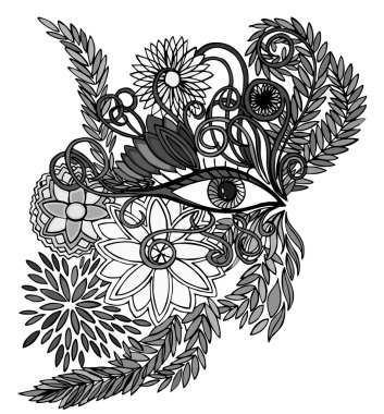 Kadın yüzüne bir maske çiçek