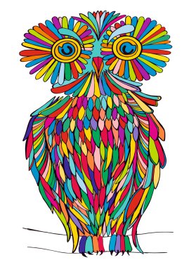 Grafik illüstrasyon baykuş. hem de çok alacalı