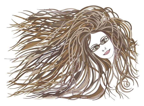 Belle femme avec cheveux ondulés.Style graphique — Photo