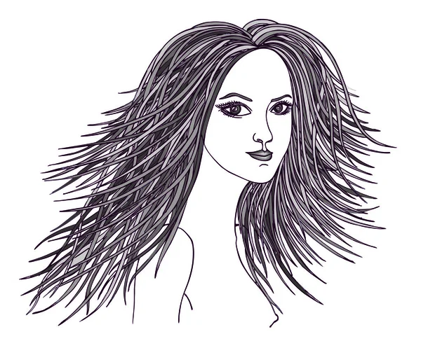 Belle femme avec cheveux ondulés.Style graphique . — Photo