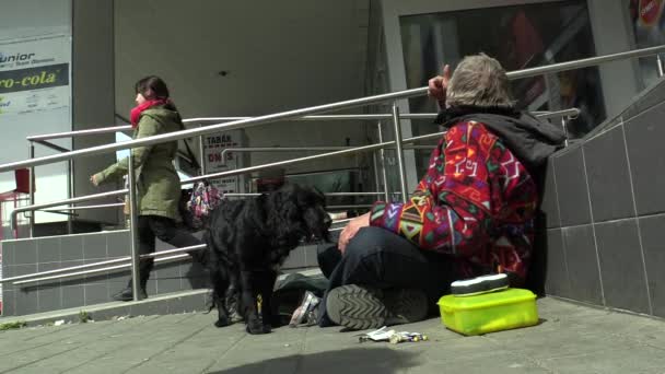 Chudák Bezdomovec Vloží Peníze Vaší Peněžence Střední Morava Evropa — Stock video