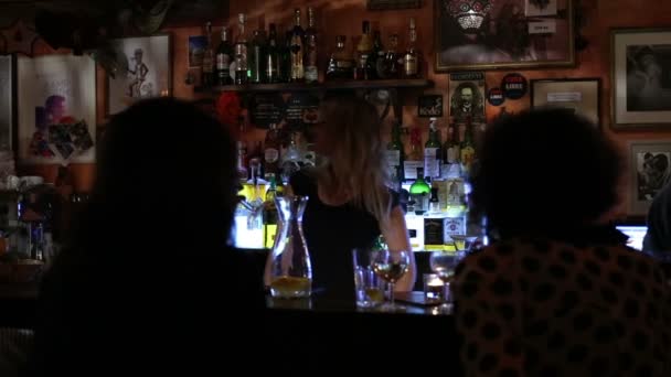 Sentado num bar de luxo. Bebidas alcoólicas de alta qualidade, bebidas, Morávia Central, Europa, UE — Vídeo de Stock