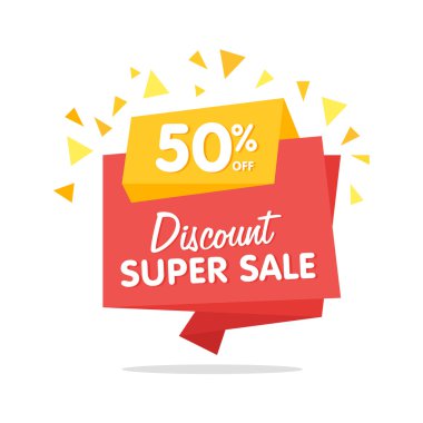 Satış afiş vektör izole origami etiket