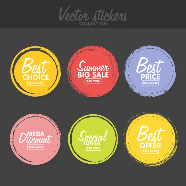 Conjunto vetorial de etiquetas coloridas vintage para saudações e promoção . — Vetor de Stock