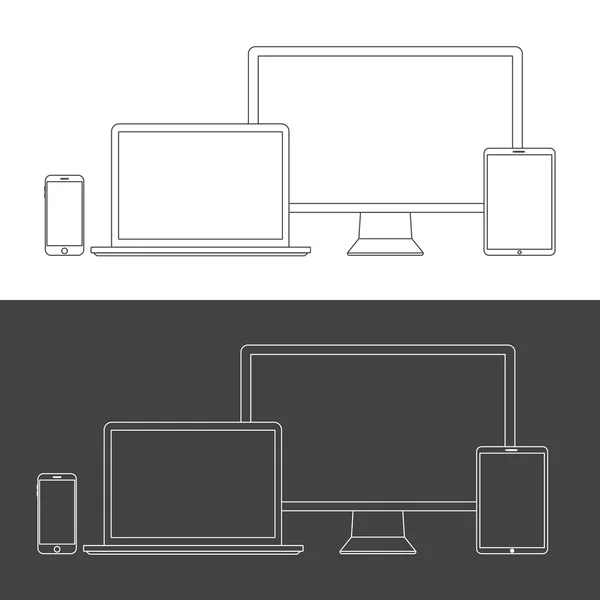 Appareils électroniques Écrans isolés sur fond blanc — Image vectorielle