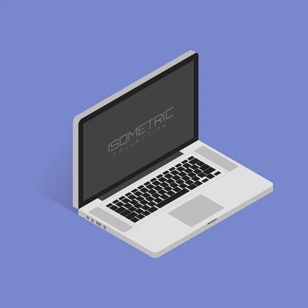 Izometrikus vektoros illusztráció a laptop a fehér háttér, árnyék — Stock Vector