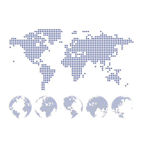 Mapa pontilhado vetorial e globo do mundo —  Vetores de Stock