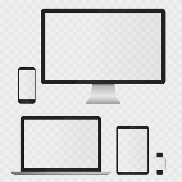 Appareils électroniques Écrans isolés sur fond blanc — Image vectorielle