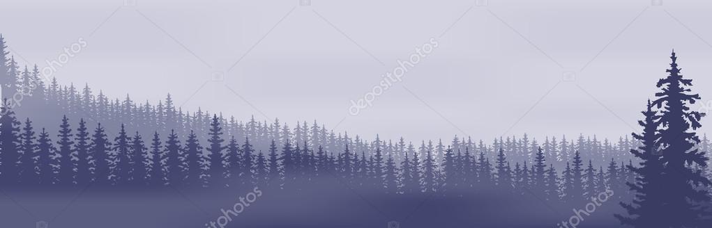 Horizontal abstract banners of hills of coniferous wood in dark blue tone — Stock Illustration Horizontal abstract banners of hills of coniferous wood in dark blue tone Vector Graphics