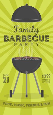 Güzel vektör Barbekü partisi davetiye tasarım şablonu. Trendy Barbekü Barbekü poster tasarımı