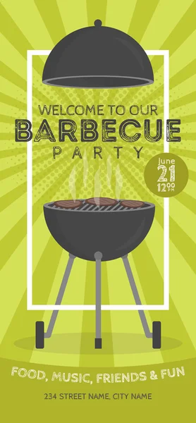 Lovely vector barbecue party invitation design template. Trendy BBQ cookout poster design — Stock Vector