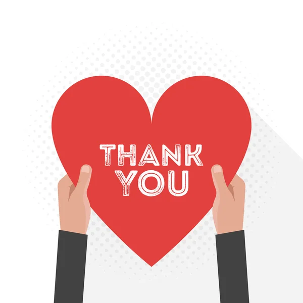 Thank You Lettering Signboard Hold Hand Flat Vector Design - Stok Vektor
