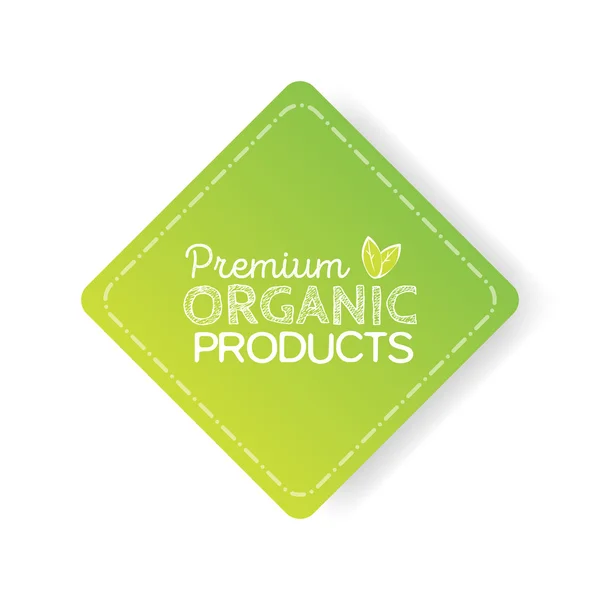 Doğal kozmetik yazı elle çizilmiş olan organik ürün rozet, yeşil etiket. — Stok Vektör