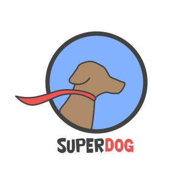 Pelerin - vektör logo illüstrasyon mavi Süper köpek