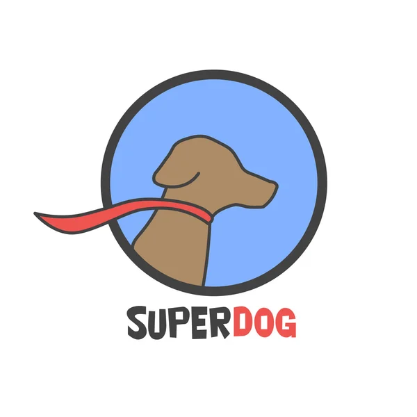 Blue super dog with a cape - vector logo illustration — Stock Vector