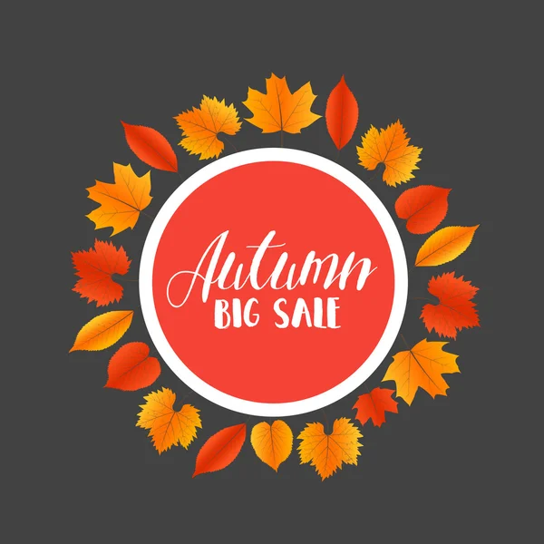 Banner de ventas de otoño con hojas coloridas. Vector — Archivo Imágenes Vectoriales