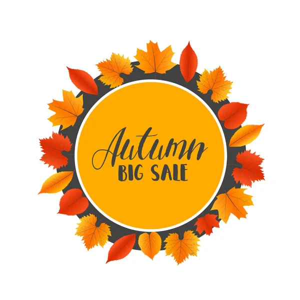Banner de ventas de otoño con hojas coloridas. Vector — Archivo Imágenes Vectoriales