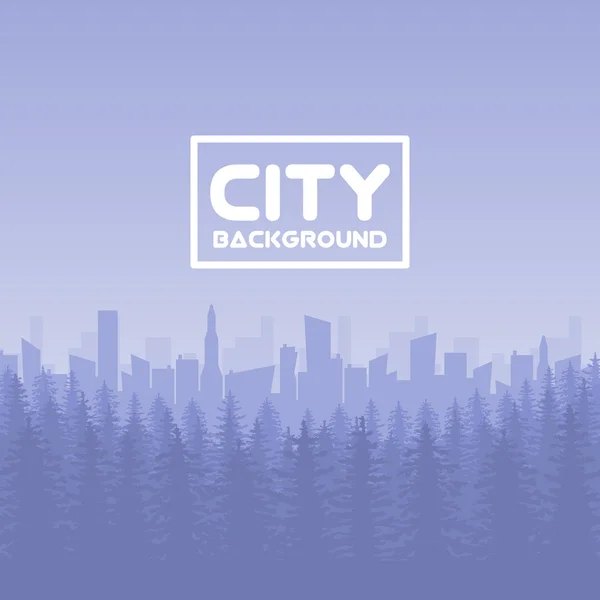 Panorama de ciudad vectorial con bosque — Vector de stock