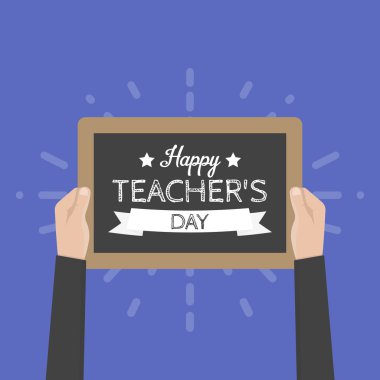 Mutlu öğretmenler günü tebrik kartı. Vektör çizim