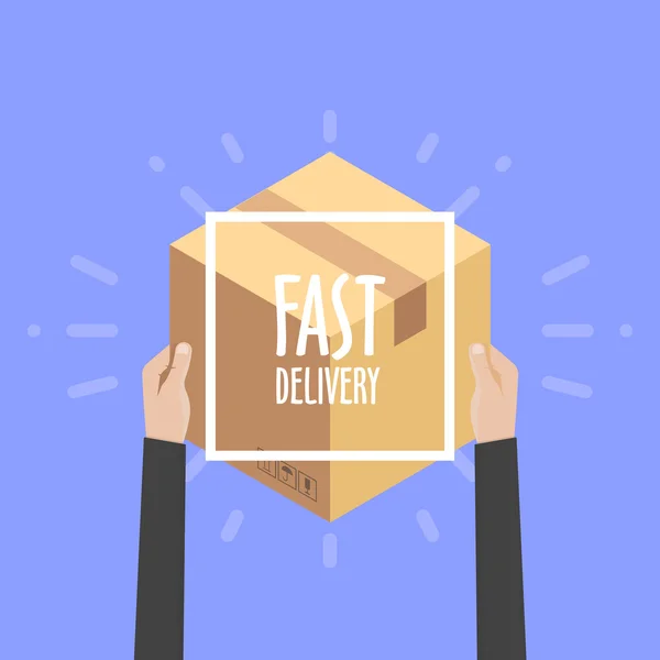 Flat design colorful vector illustration concept for delivery service, e-commerce, online shopping, receiving package from courier to customer — Stock Vector