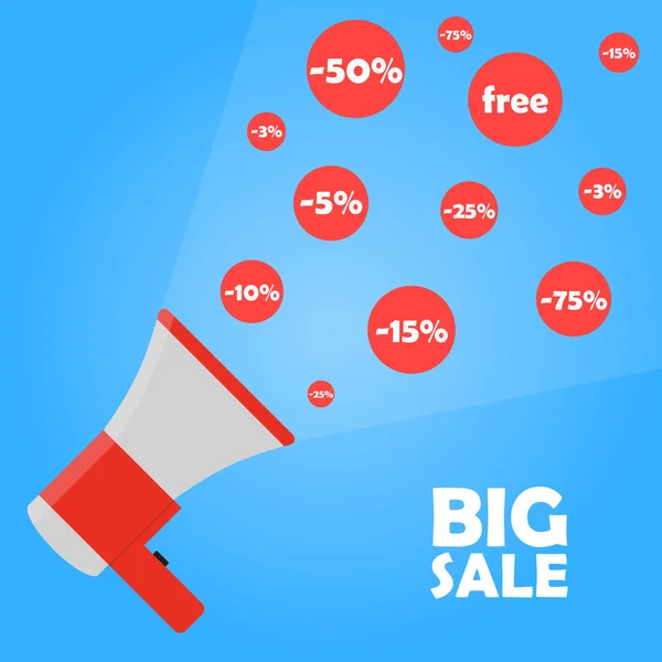 Announcement megaphone to big sale discount vector image — Stock Vector