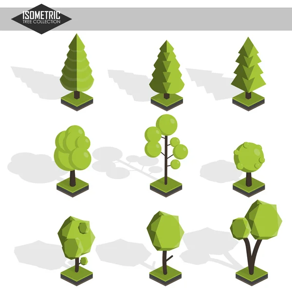 Isometric vector tree set — Stock Vector