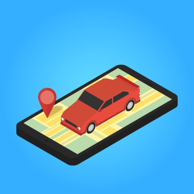 Harita ve iğne üstünde belgili tanımlık perde smartphone