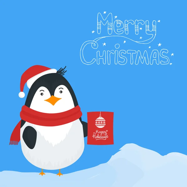 Paysage de neige fond avec pingouin — Image vectorielle