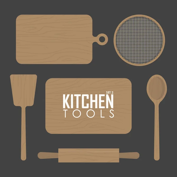 Кухонні дошки та дерев'яний інструмент — стоковий вектор