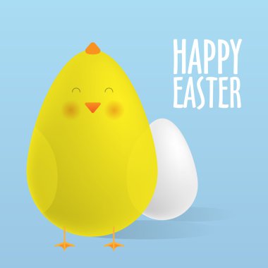 Paskalya yumurtası ve tatlı bir piliç. Vektör çizimler