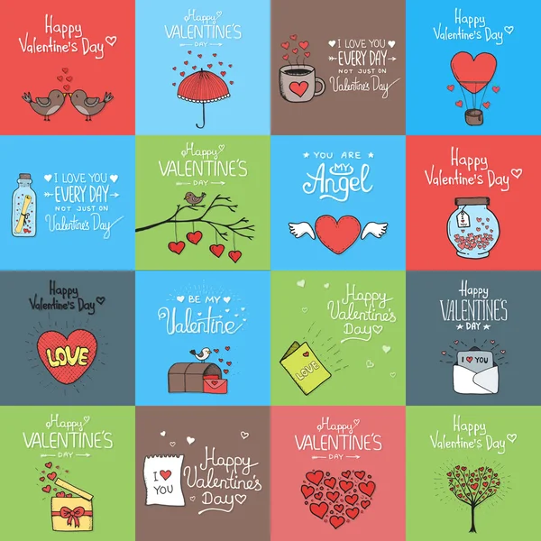 Set de San Valentín - emblemas y tarjetas . — Vector de stock