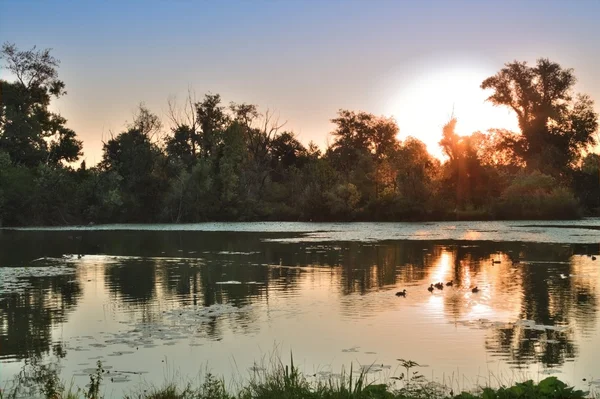 Lake scene at sunrise