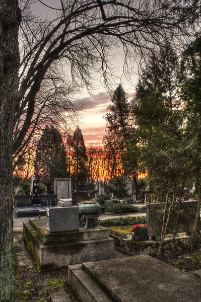 Hřbitovní náhrobky a sochy — Stock fotografie