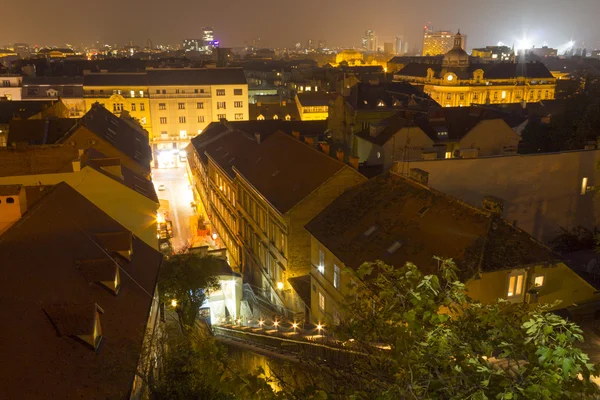 Zagreb cityscape geceleri — Stok fotoğraf