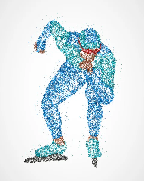 Coloridos patinadores de velocidad de hielo en la competencia — Archivo Imágenes Vectoriales