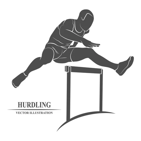 Man jump hurdles — Stock Vector