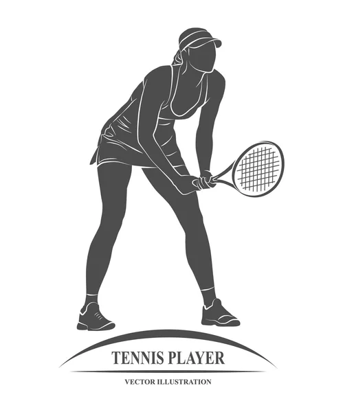 Joueur de tennis, silhouette — Image vectorielle