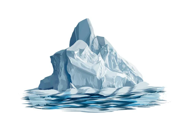 Iceberg da una spruzzata di acquerello, disegno a colori, realistico — Vettoriale Stock