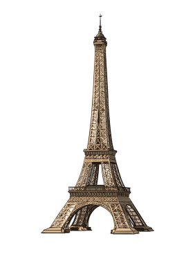Eiffel Kulesi suluboya, renkli çizim, gerçekçi