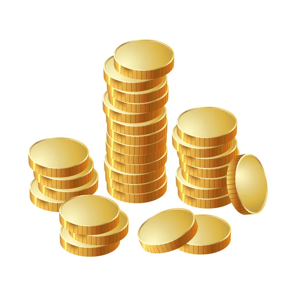 Peníze mince hromadu zlata — Stockový vektor