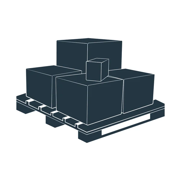 Paleta caja transporte embalaje caja carga — Vector de stock