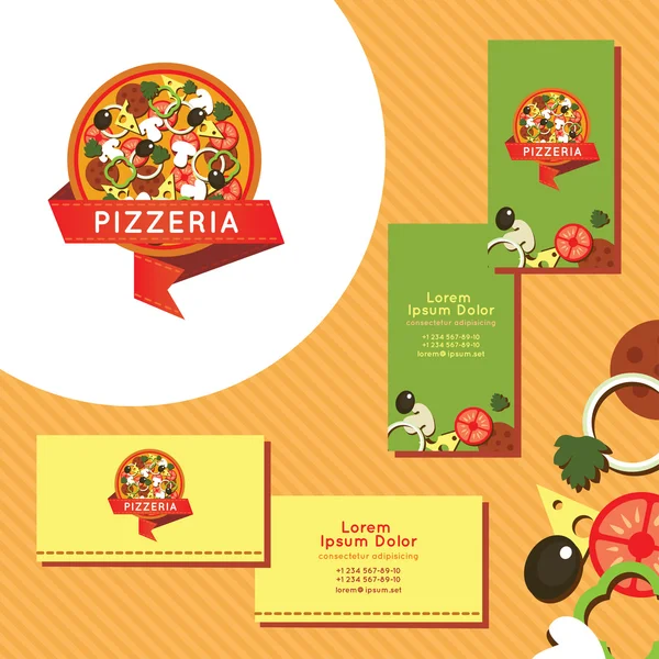 Pizzerie logo. Sada karet podnikání pro pizzerie — Stockový vektor