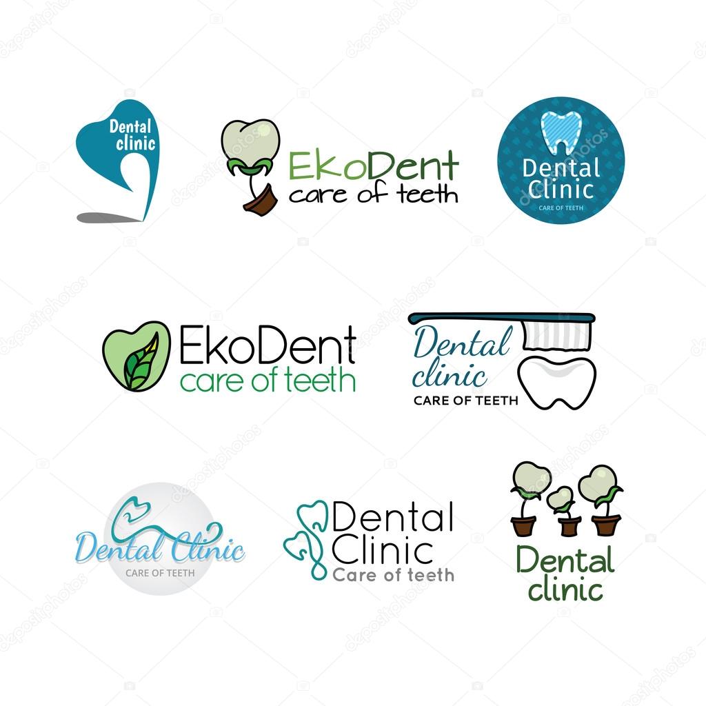 Logos for dental clinic. Color set