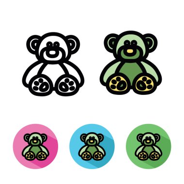 Resimde. Ayı ile düz simgesi. Pembe, mavi, yeşil