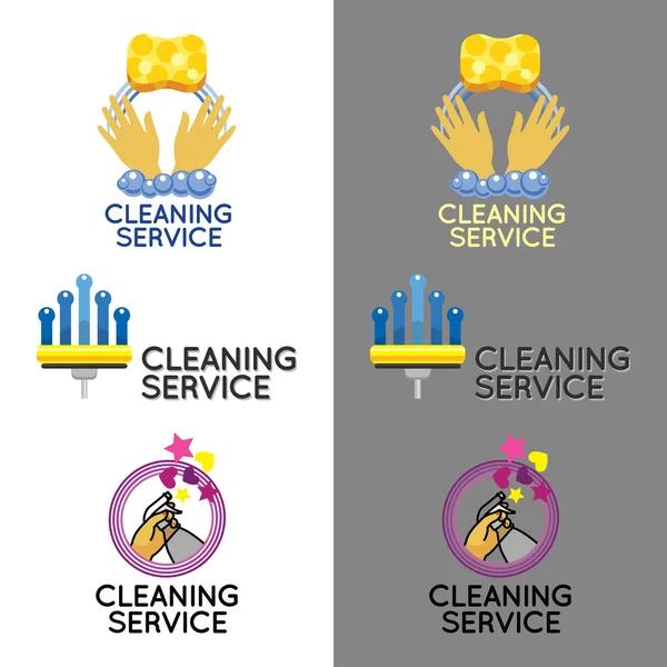 Logo's voor schoonmaak service. Instellen. — Stockvector