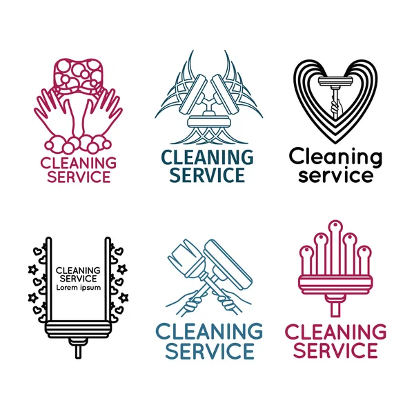Logo's voor schoonmaak service. Instellen. — Stockvector