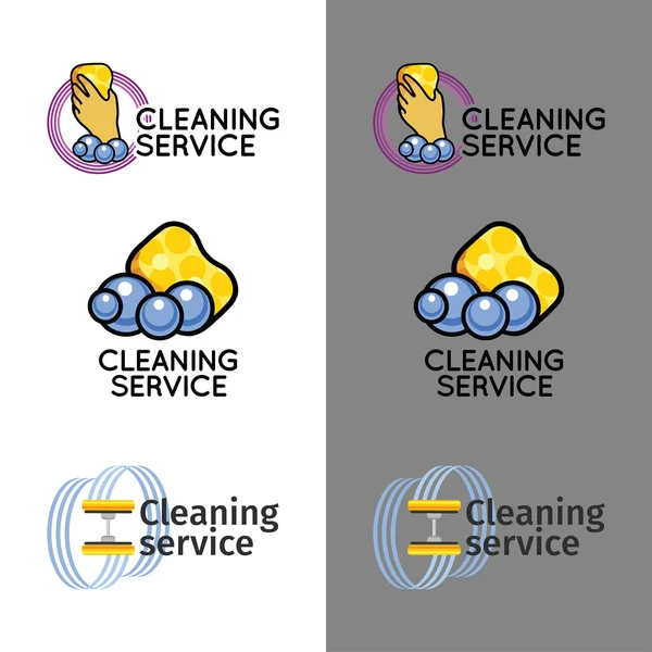 Logos para serviço de limpeza. Conjunto . — Vetor de Stock