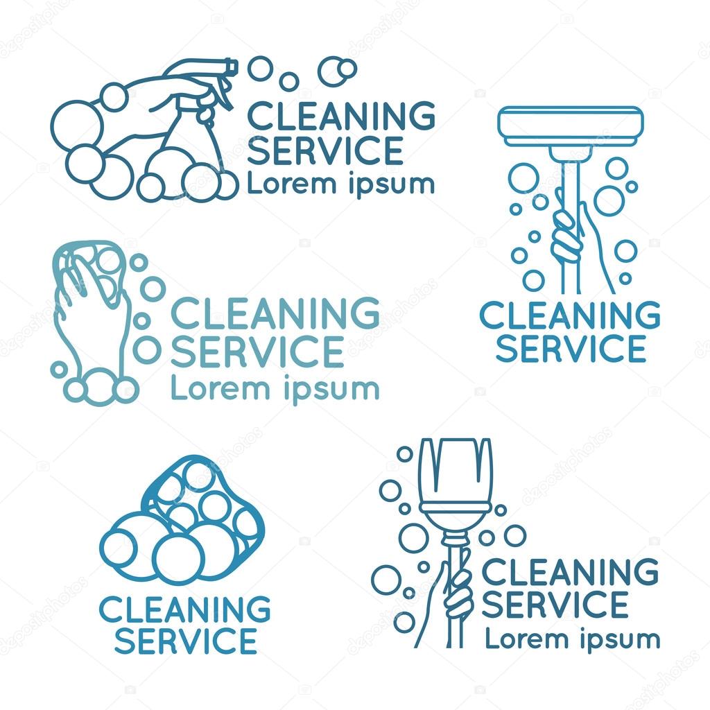 Logos for cleaning service. Set.