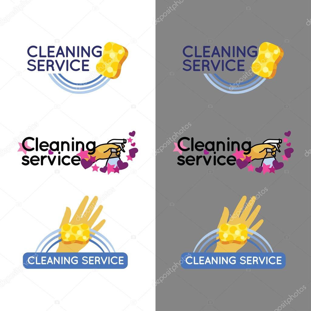 Logos for cleaning service. Set.