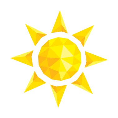 Güneşin görüntüsü ile simge. Üçgenler